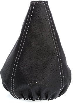 myshopx SA128 Schaltmanschette Schaltsack Sack Schwarz Perforiert Faden Weiß Echt Leder