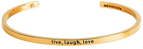 MENDOZZA Armreif Damen Edelstahl Sprucharmreif mit Gravur live, laugh, love Größenverstellbar Silber Gold Rosegold (Rosegold, 16)