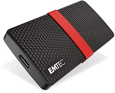 EMTEC - Disque SSD Externe Portable - 3.2 Gen1 - Collection X200 Power Plus - 3D NAND - 128 Go - Ultra-Performant - Format Poche - Coque Plastique 100% Recyclé