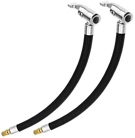 VIPMOON 2 Pcs Inflator Pump Hose Adapter With Locking Air Tyre Tire Chuck, Braided Flexible Tyre Portable Valve Clip for Motorcycle Car Bicycle Pipe Air Tool