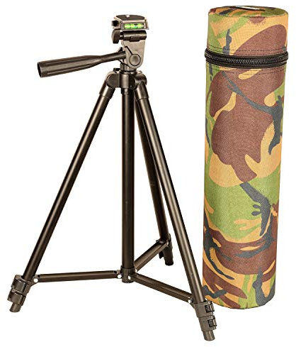 Cult Tackle Kamera Dreibeinstativ verstellbar 43cm - 123cm Höhe inkl. Hardcase Transporttasche in Camouflage - Kamerahalter Stativ Tripod für Spiegelreflexkamera