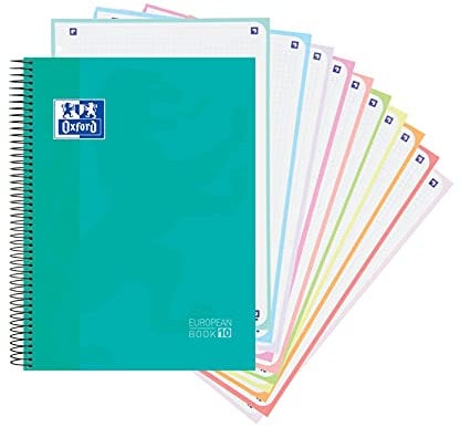 Oxford, Notizbuch A4, kariert, 5 x 5, Hardcover, 10 farbige Bänder, 150 mikroperforierte Blätter, Ice Mint