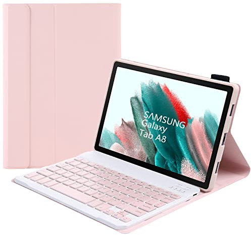 FIABANO Etui Folio Clavier pour Samsung Galaxy Tab A8 10.5 (2021) [SM-X200 / SM-X205], Housse de Protection en Simili Cuir Clavier Bluetooth Sans Fil