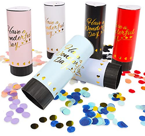 6 Stück Papier Konfettikanonen Party Poppers, Handheld Konfetti Poppers, Konfetti Shooter, Confetti Cannon, Konfettikanonen Hochzeit für Geburtstags Party, Abschlussfeiern, Babyparty