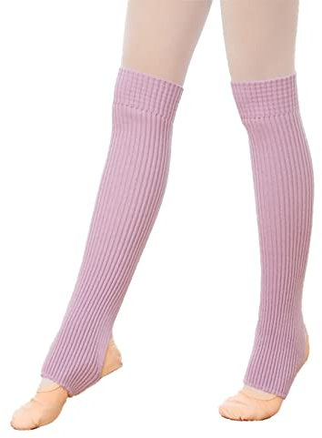 JK Home Guêtres en Tricot Femme Fille Chauffe-jambes pour Ballet Danse Fitness Yoga Jambière Chaussette Ouverture Verticale Violet