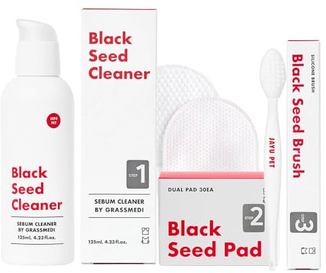 JAYU PET 3-Step Cat Acne Care Kit - Hypoallergenic Cleanser for Feline Acne, Cat Black Chin(1EA) Double-Sided Pads, Cat Acne Chin Wipes(30PCS) Soft Grooming Cat Acne Silicone Brush(1EA)