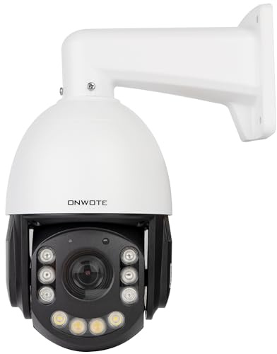 ONWOTE Cámara de seguridad IP, zoom óptico de 20x, cámara de seguridad IP 4K PTZ PoE, autocruising y seguimiento humano, detección de IA, visión nocturna de color, giro de 360°, inclinación de 95°