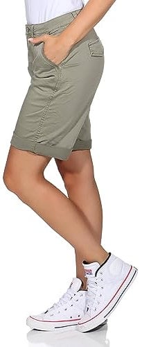Buena Vista Jeans Hosen Damen - Chino Short Gina - Stretch Twill - helles Olive (as3, Alpha, x_l, Regular, Regular)