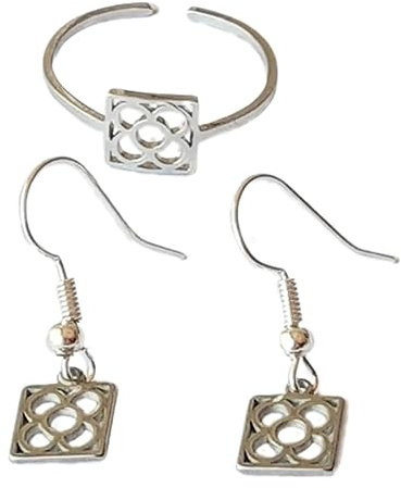 Conjunto Pendientes y Anillo Panot Flor de Barcelona