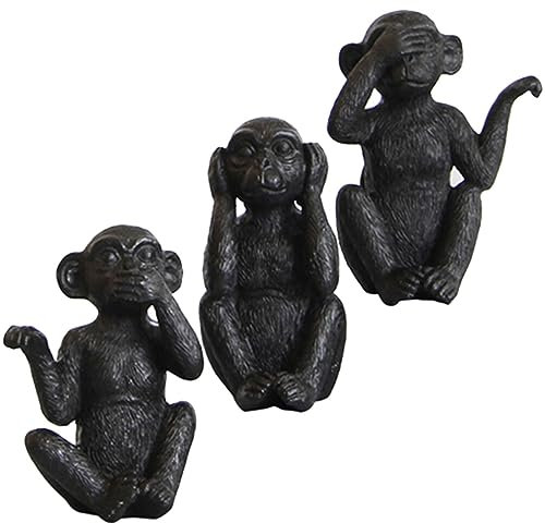 HOMSFOU 3 weise Affen Statue 3 Stück hören nichts Böses sehen kein Böses sprechen keine bösen Affen Statue Drei Wahrheiten des Menschen Skulpturen Home Office Desktop Ornamente Bücherregal Dekoration