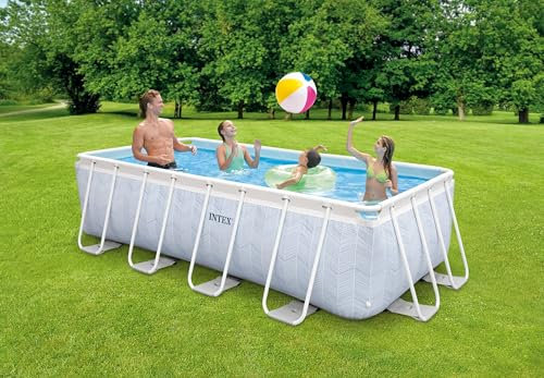 Intex 4m x 2m x 1m Chevron Prism Rectangular Pool Set, Set-up Size: 4.00m x 2.00m x 1.00m (26780GN)