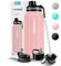 Wessper Botella Agua Acero Inoxidable Botella Termica 1000 ml Sin BPA con 3 Tapones | Rosa Elegante Botella Resistencia al Rayado, fácil de Limpiar | Termo Agua Fria/Caliente para Niños Adultos