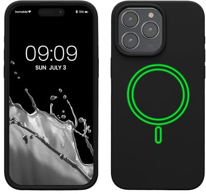 kwmobile Custodia Magnetica Compatibile con Apple iPhone 15 Pro Max - Compatibile con MagSafe - Cover Silicone TPU Magnete - nero