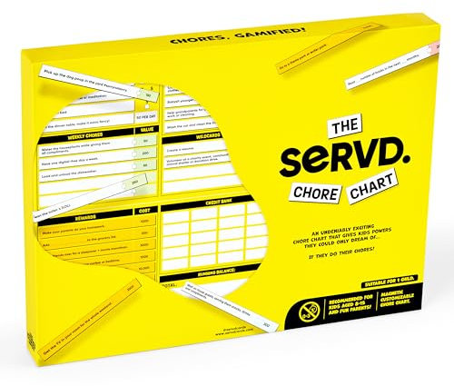 SERVD Chore Chart - Chores, Gamified. Magnetisches, anpassbares Aufgabendiagramm für 1 Spieler, Alter 6-12 Jahre