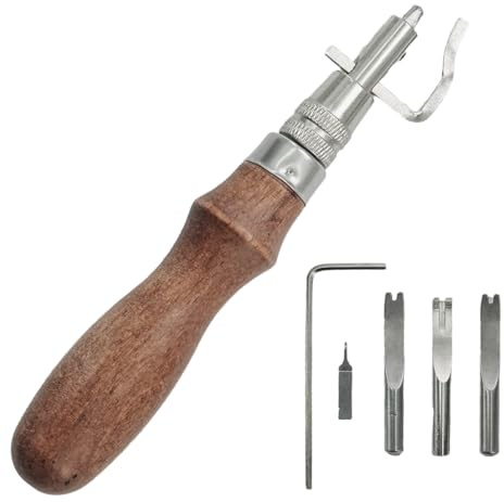 ciciment 7 in 1 Adjustable Leather Tools Sets,Stitching Groover and Creasing Edge Beveler Kits for Leathercraft & DIY