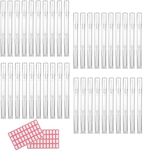 40pcs Cuticle Oil Pens, 3ml Empty Nail Polish Pens Transparent Twist Pen Refillable with Brush Tip and Label Stickers for Cosmetic Container Lip Eyelash Growth Liquid Essential Oil Applicators