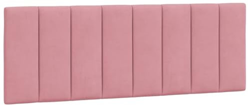 vidaXL Kopfteil Kissen Hanko, Kopfteilkissen mit Linien-Design, Bett Kopfkissen mit Klettverschlüssen auf Rückseite, Kopfteilpolster Kopfpolster, Rosa 120cm Samt