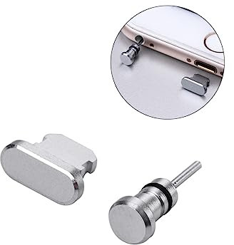 DOITOOL 2 Stück Staubschutzstecker-Set 3,5mm Kopfhörer Ladeanschluss Kompatibel Mit iPhone Se Aus Robustem Aluminium Inklusive Aufbewahrungsbox (grau)