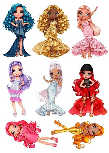 Rainbow High 8 Stuck - je.10cm, Paty Bal Cake Topper,Tortenaufleger,Geburtstag,Tortendeko,