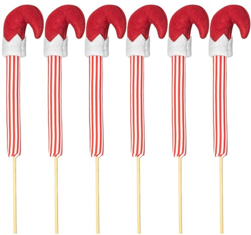 6 pezzi Gambe elfo di natale a forma di elfo, 33cm, righe rosso e bianco elfo di albero di Natale in alto, per decorazione natalizia albero di Natale