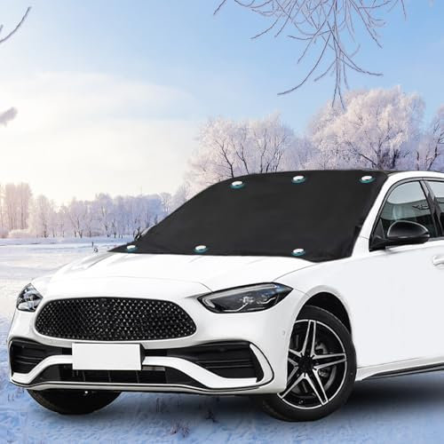Uoimky Frontscheibenabdeckung, Faltbare Auto Scheibenabdeckung mit Magnet Winter Windschutzscheibe Abdeckung Auto Frontscheibe Eisschutzfolie gegen Schnee, Frost, EIS, UV, Staub, 206 x 116cm