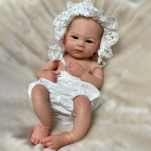 Gileutay 33cm Bambola in Silicone Tutto Il Corpo Morbido Ragazza Realistico Bambole Reborn Fatti a Mano Bambola Neonata Occhi Aperti per Toddler