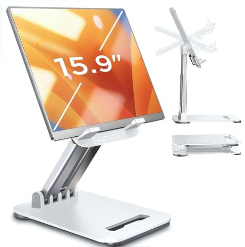 LISEN for iPad Tablet Stand for Desk Portable Monitor Stand Home Office Must Haves iPad Holder Accessories Office Accessories for Fire HD/Lenovo Tab M11/Samsung Galaxy Tab and Others 4-15.9 White