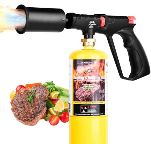 Propane Cooking Burner Head, Food Grill Torch Gun, Wood Grills, Lighter, Campfire, Starter, Camping Cook, Soldering Torch for Cooking, Sous Vide Flamethrower, Kitchen, Blowtorch, Grill, Searing