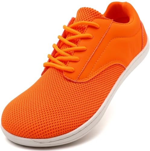 Oltyutc Barefoot Shoes Mens Running Shoes Wide Toe Box Trail Walking Minimalist Breathable Sport Outdoor Shoes Orange Mens Size 12 UK(Label Size:47)