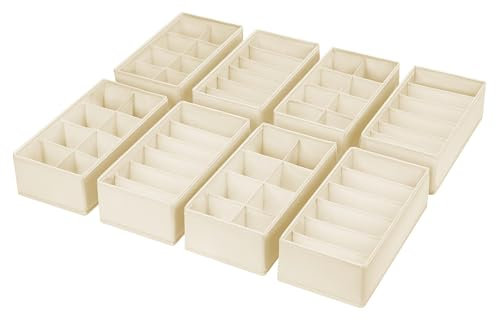 DIMJ Schubladen Organizer Schrank Organizer - 8er Set Pax Organizer, 30 x 15 x 9 cm Ordnungssystem für Kleiderschrank, Kinderkleidung, Socken, Wickelutensilien, Beige