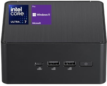 ASUS NUC 14 Pro AI Mini PC, Ultra 7 155H Mini Desktop, 64GB DDR5 RAM, 4TB PCIe SSD, Thunderbolts, HDMI, RJ-45, Wi-Fi 6, Windows 11 Pro, Black, Support AI/8K/Gaming