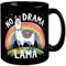 Lama mit Regenbogen - No Drama Lama Tasse KaffeeTasse mit lebendiger Aquarell-Illustration auf schwarzem Hintergrund No Drama Lama für farbenfrohe Momente