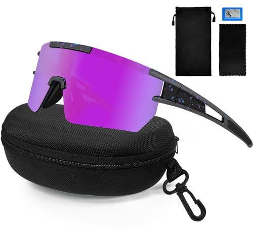 LOYEBOHU Schnelle Brille Rave, Sonnenbrille Fahrradbrille Herren Damen, UV400 Schutzbrille für Outdooraktivitäten Wie Radfahren Ski Fischen Laufen (Lila)