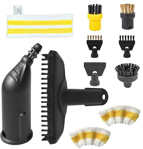 Kocusu 11 piezas para limpiador de vapor Kärcher Accesorios con cepillo redondo, cepillo para juntas, juego de cepillos redondos, boquilla de vapor de mano, boquilla rascadora, paño de microfibra para