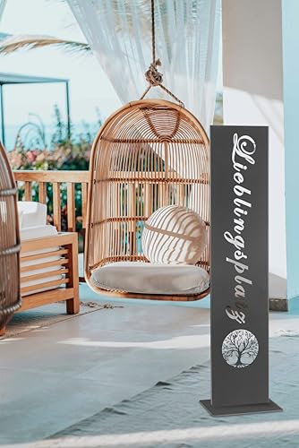 GARDIVO Lieblingsplatz schild 115cm Hoch, Gartendeko, wohndeko, Gartenschild, dekoration (Anthrazit, Natur)