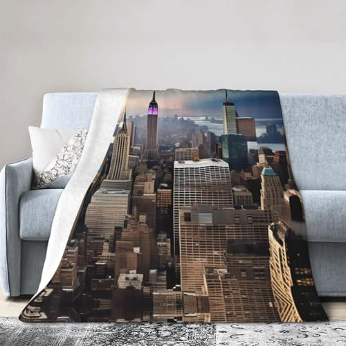 SDFHU New York Fashion City Print Reise Flanell Decke Klimaanlage Decke für Bett Sofa Camping Decke