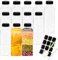 BiBOTLSFLY 500ml 12 Pack Plastic Juice Bottles with Black Lids, Reusable Bulk Beverage Containers for Storing Juices, Milk, Smoothie and Other Homemade Beverages
