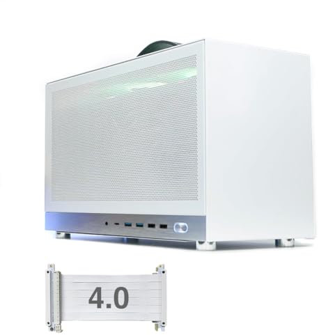 S400 Pro 10.8L Portable Mini-ITX Computer Case with PCIe 4.0 Cable, Advanced Vented Panel, Front Type-C USB3.0 Ports, Fits Triple Slot GPU (White)