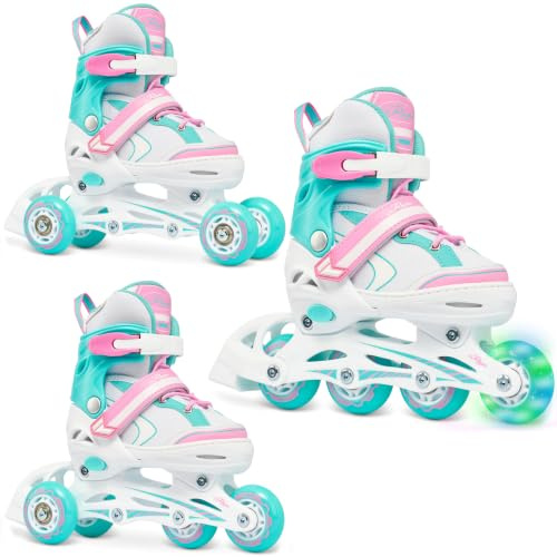 RAVEN 3in1 Inline Skates Triskates Rollschuhe Inliner für Kinder Mädchen verstellbar