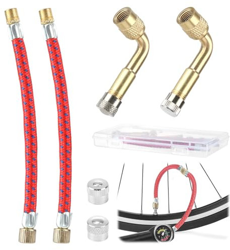 Reifenventil Verlängerung Adapter, 2 Stück 120mm Flexible Gummi Reifen Ventilverlängerung, 2 Stück 90° Winkel Ventil Reifenventil Adapter, Autoventil Adapter für Auto Motorrad Fahrrad Scooter