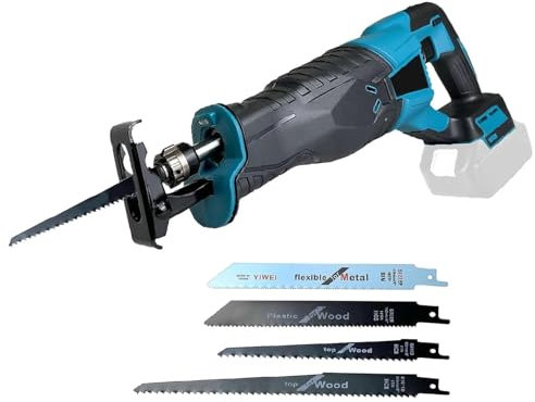 18V Akku Reciprosäge, Ersatz für Makita 18V Akku,Variabler Drehzahl von 0-3500 RPM,4 Sägeblätter,Ideal zum Schneiden von Holz und Metall (Ohne Akku)