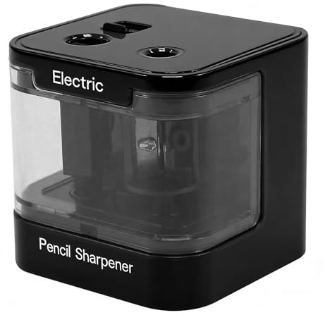 Electric Pencil Sharpener USB and Battery Mains Operated for Kids Adults Heavy Duty Double Hole Automatic Electronic Pencil Sharpener with Container for Pencil