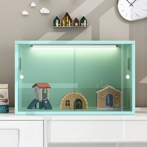 Glasvitrine – stapelbare Vitrine für Sammlerstücke und Trophäen mit Glastüren – ideal für Wohnzimmer und Esszimmer Display (Grün, 59,9 x 39,9 x 37,8 cm)