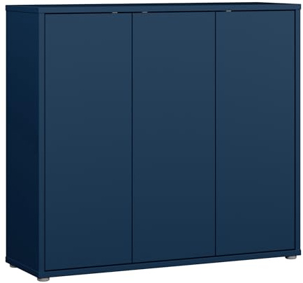 Forte Alice Springs Schuhschrank 100 110, modern-minimalistisch, 3-türig, Flurschrank, Holzwerkstoff, Nachtblau, 109,2 cm breit x 99,1 cm hoch x 34,9 cm tief