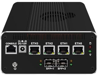 ANDAQI Micro Firewall Appliance, Mini PC, PFSense, Mikrotik, OPNsense, VPN, Router PC, Pentium Gold 7505, RJ50, 4 x 2.5G I226-V, 2 x SFP+ Optical 10GbE 82599ES, HDMI, DP, 8G RAM, 256G SSD