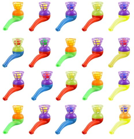 MFUSUL 20 Stück Schwebender Ball Set,Seifenblasen Pfeife,Pustespiel | Zufällige Farbe