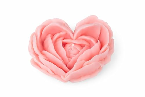Nexlum Heart Rose Shaped Scented Candle – Handmade Soy Wax Decorative Candle Gift for Mum, Mother’s Day Present, Birthday, Anniversary, Wedding & Home Décor Gift for Women Pink (White Peach Oolong)