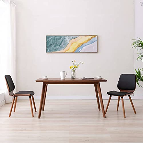 XHNIFBN Esszimmerstühle 2er Set Schwarz Kunstleder 48 x 62,5 x 85 cm mit Holzbeinen Modernes Design Robust und Bequem für Küche Esszimmer Esstisch Wohnzimmer