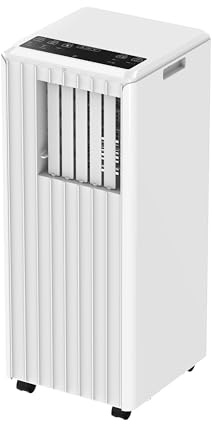 Climatiseur mobile 9000 BTU, silencieux, 3‑en‑1 refroidissement, ventilation & déshumidification, pour pièces jusqu’à 35 m², 2 vitesses de ventilation, minuterie 24 h, panneau LED & télécommande, flui
