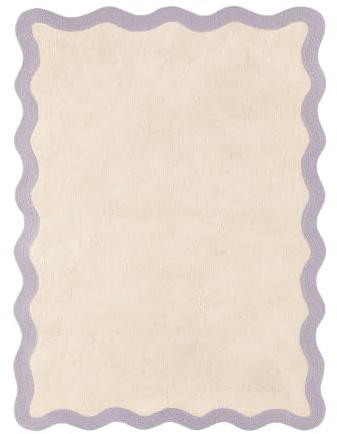 FRAAI | Home & Living Waschbarer Teppich - Hazy Lila Creme - 160x230cm - Baumwolle - Kurzflor - Kante - Waschbar in Waschmaschine - Modern - Wohnzimmer, Kinderzimmer, Schlafzimmer, Jugendzimmer